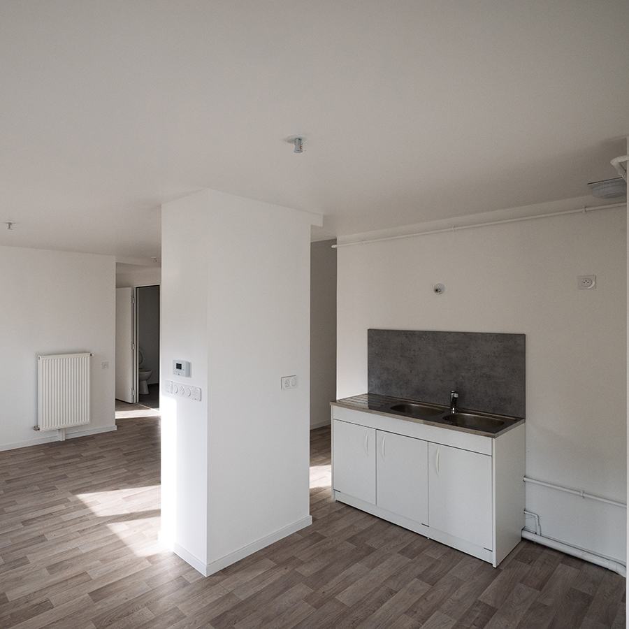 Intérieur d'un logement du chantier de réhabilitation-création de 119 logements - Metz (57)