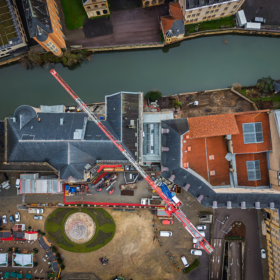 Plan drone shot Opéra-Théâtre de l'Eurométropole de Metz